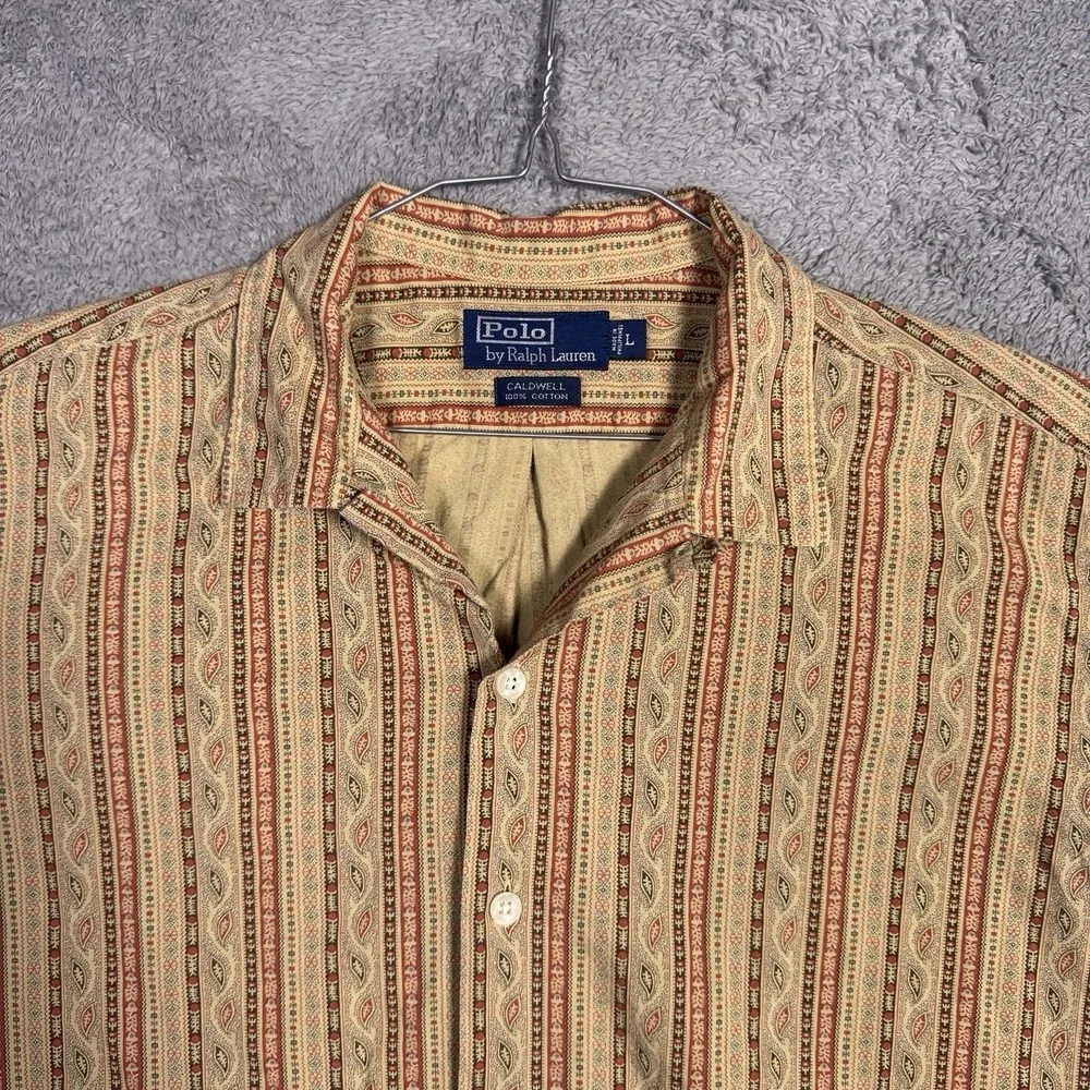 Ralph Lauren Caldwell Shirt Mens L Camp Collar Hawaiian Bandana Paisley Polo